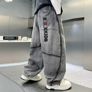 中大童男装一米二三四五六年级七八九十岁小孩男裤子直筒牛仔春裤