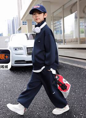 大童男装一米二三四五六年级七八九十岁小孩秋冬衣服加绒卫衣套装