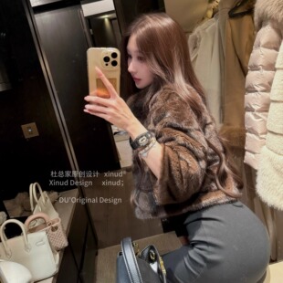 杜总家 罗马典藏皮草*原创韩系欧尼冬立领轻奢毛绒外套女短款披肩
