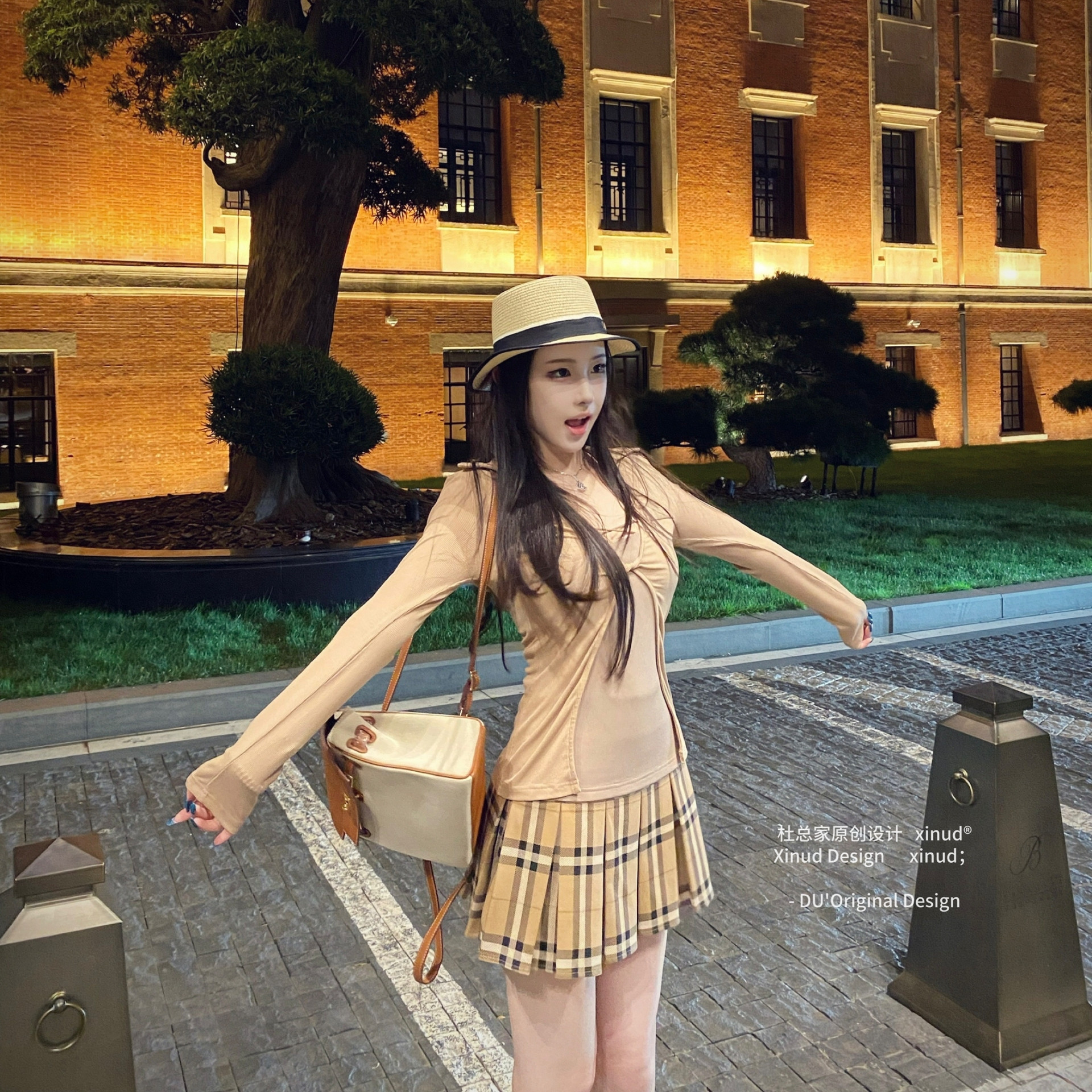 杜总家 智妍欧尼*原创早秋氛围感学院风穿搭长袖开衫吊带两件套女