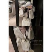 杜总家 江原道初雪 原创纯欲氛围感秋冬连帽毛领大衣双面外套女