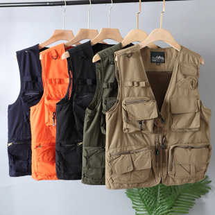 户外登山钓鱼马甲工装 外贸尾货男士 多口袋背心 欧美有大码 牛货