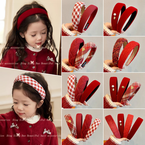 儿童新年红色发箍2025新款女童高颅顶头箍女孩不勒头防滑压发头饰