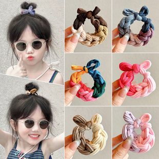 儿童发绳扎高马尾头绳小女孩多巴胺编织发圈加粗耐用高弹力橡皮筋