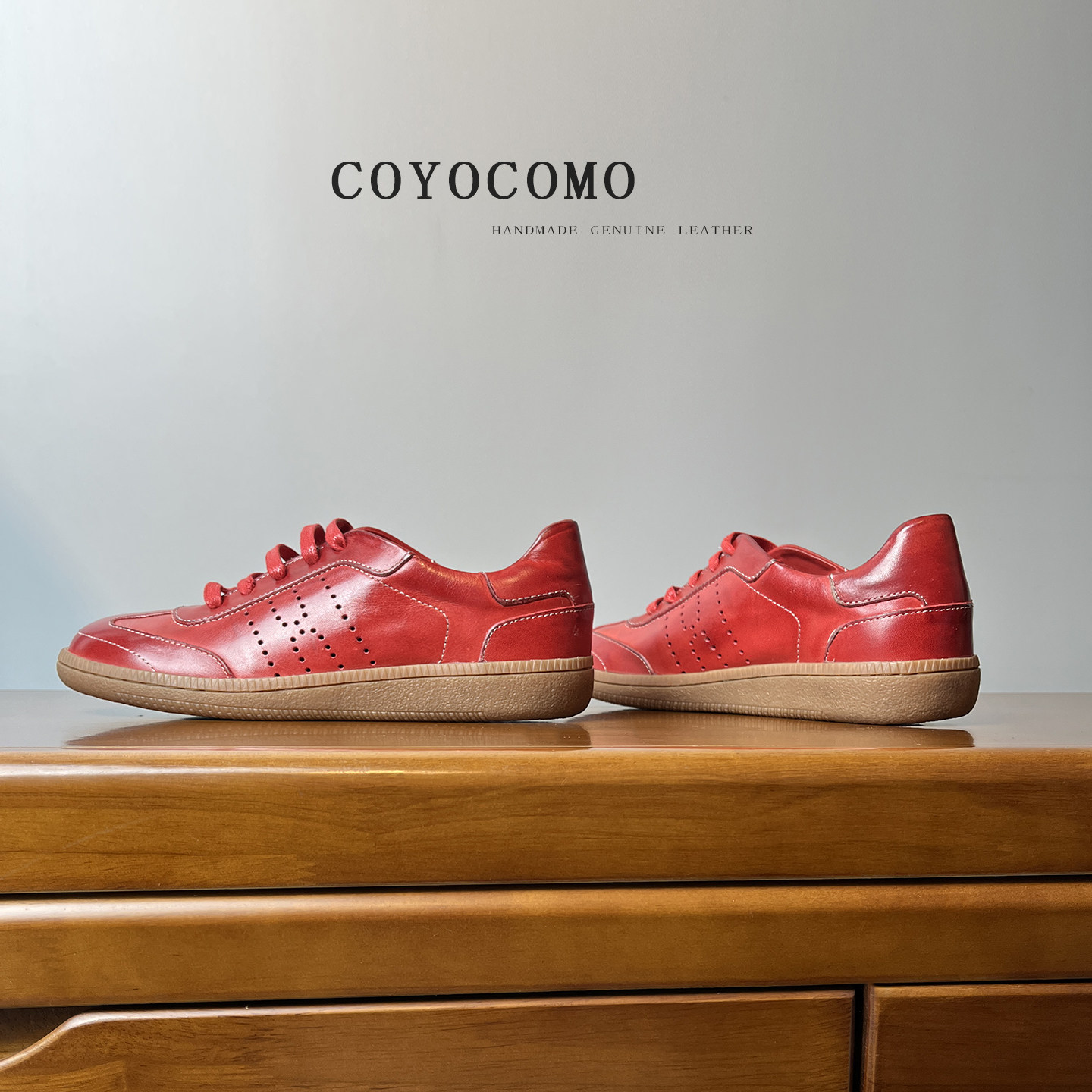 重工水洗~全马皮~红色复古德训鞋女2026春新款平底休闲鞋阿甘鞋,女鞋,德训鞋,淘宝优惠券,粉丝福利购,淘宝优惠卷