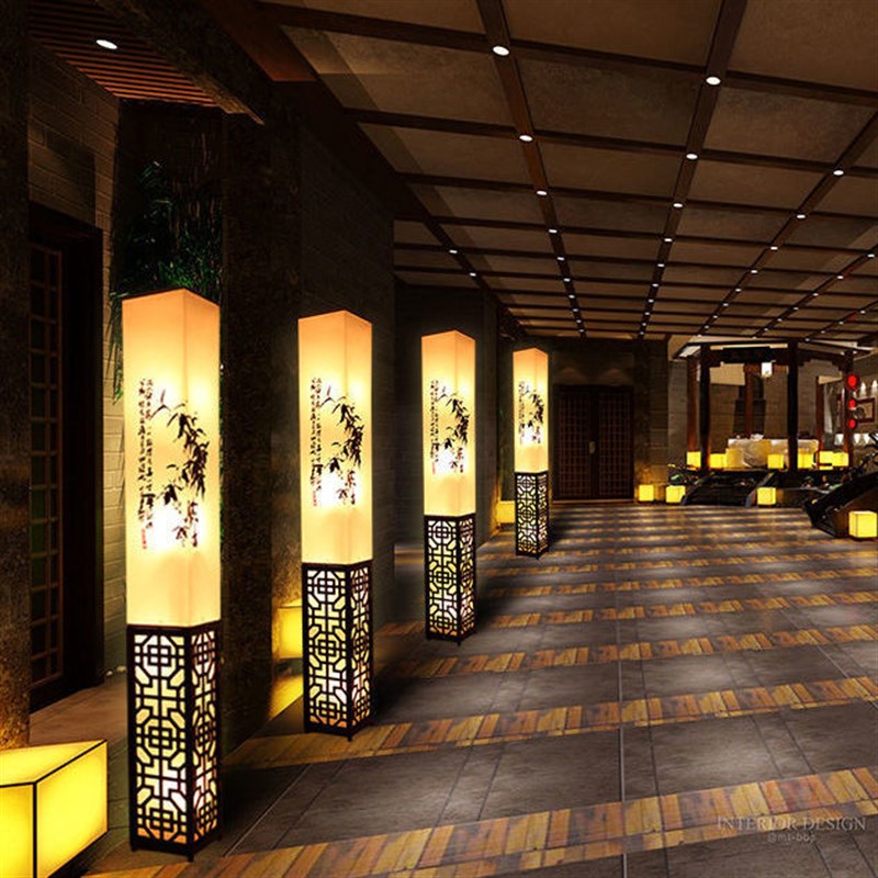 新品新中式实木网红落地灯客厅书房床头覆古遥控调V光遥控中国古