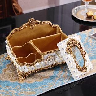 新品 饰品 抽纸盒家用客厅简q约可爱茶几收纳盒欧式 多功能纸巾盒装