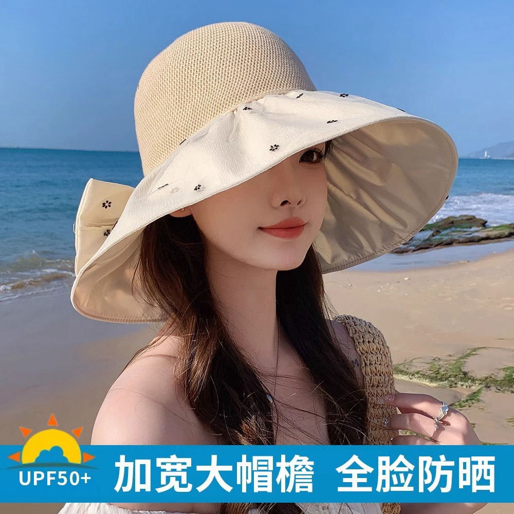 渔夫帽女夏季大帽檐遮阳防紫外线防晒帽显脸小时尚韩版户外海边