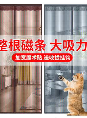 防蚊门帘金刚网全磁条家用免打孔夏季大门魔术贴加密防蝇窗纱自吸