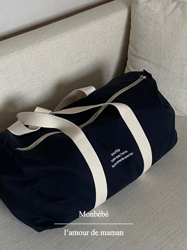 Monbebe韩国进口法式刺绣特殊面料单肩旅行包妈咪包手提包