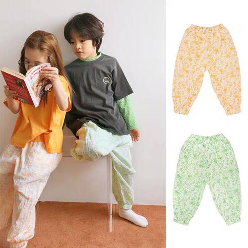 童装韩国进口轻薄透气防蚊裤现货