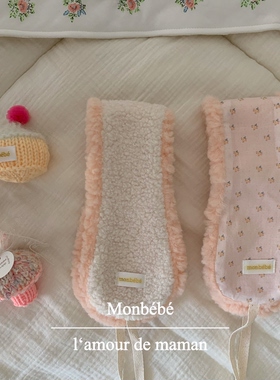 monbebe韩国进口毛绒面料碎花耳罩耳朵保护套保暖可爱