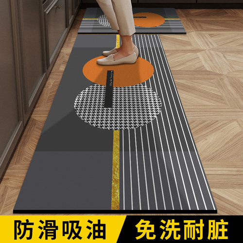 2024新款吸油防水简约风长条门垫