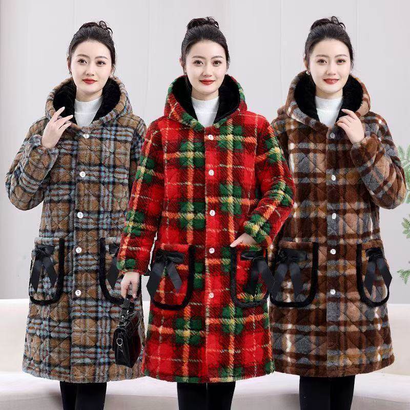 四川省省服女冬季加绒网红罩衣三层夹棉时尚好看的围裙外套中长款