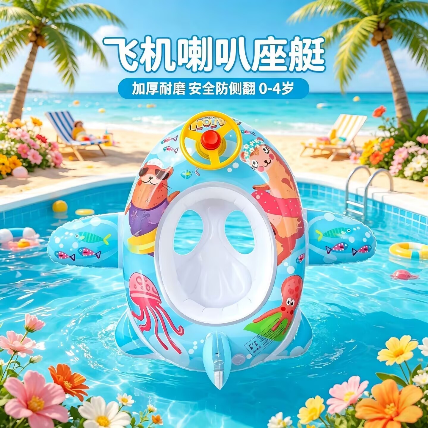 宝宝婴儿童游泳圈坐圈防侧翻男女宝宝座艇小孩腋下救生圈1-3-6岁