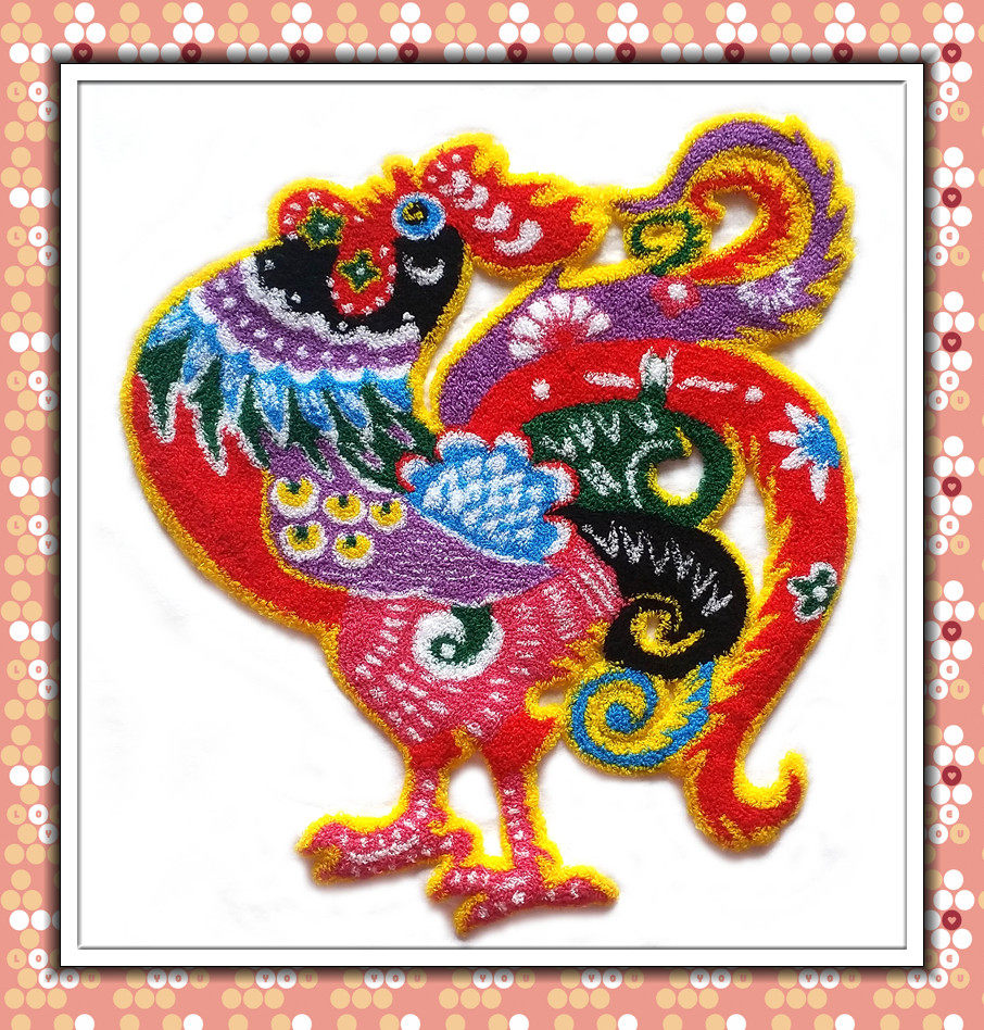 吉祥鸡掇针绣 成品