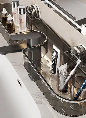 吸盘洗漱台水龙头置物架免打孔壁挂浴室卫生间通用洗脸池收纳架子