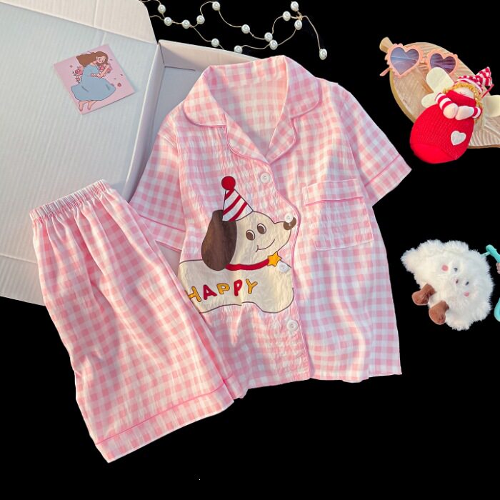 睡衣服10女孩12女童3-5-7-9-11岁可爱超萌粉色休闲家居服薄款夏装