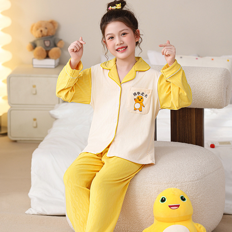 儿童德绒睡衣女童保暖秋冬装中大童奶龙宝宝女孩胖童胖孩子家居服