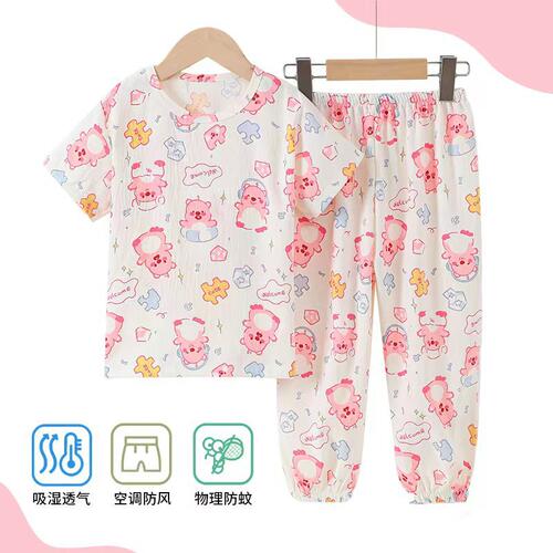 儿童露比睡衣夏季3女童4宝宝5女孩6云朵棉8岁大童家居服套装Loopy
