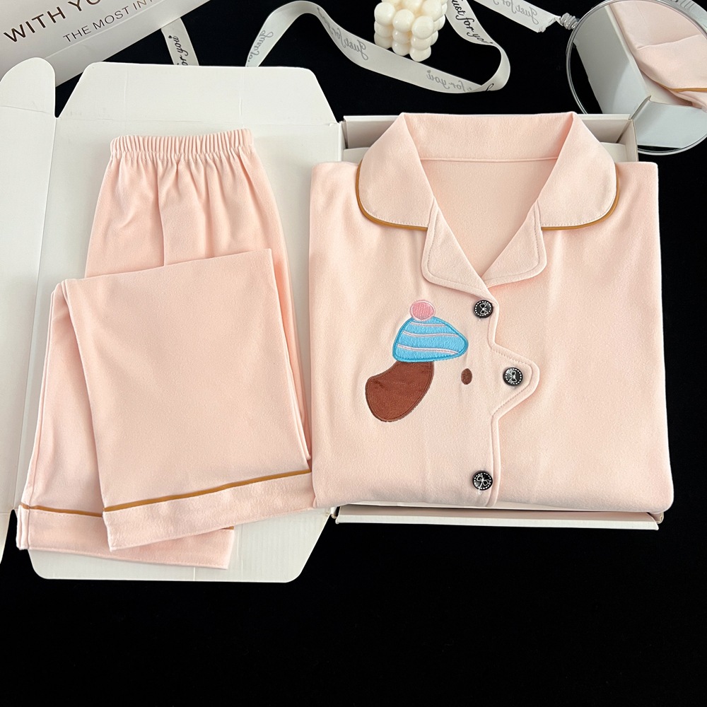 儿童保暖德绒套装加绒加厚冬季睡衣睡裤女童腊肠狗女宝宝中大童装