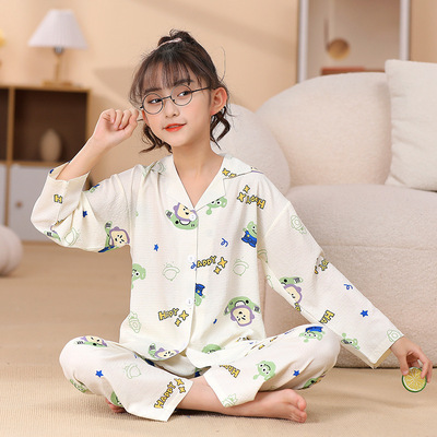 儿童睡衣女童春秋季长袖薄款小孩中大童夏季巴斯光年三眼仔家居服