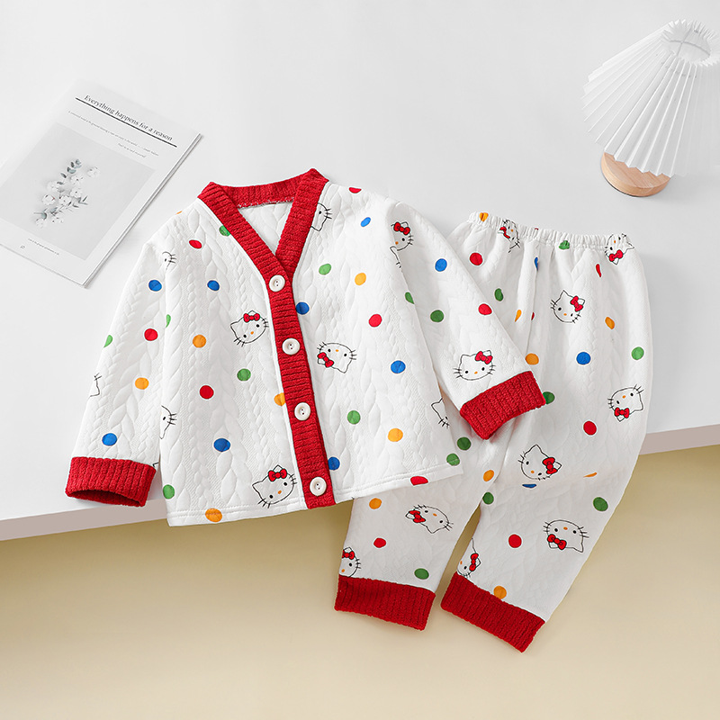 HelloKitty睡衣女孩秋冬季空气棉2026新款夹棉加棉厚凯蒂猫家居服
