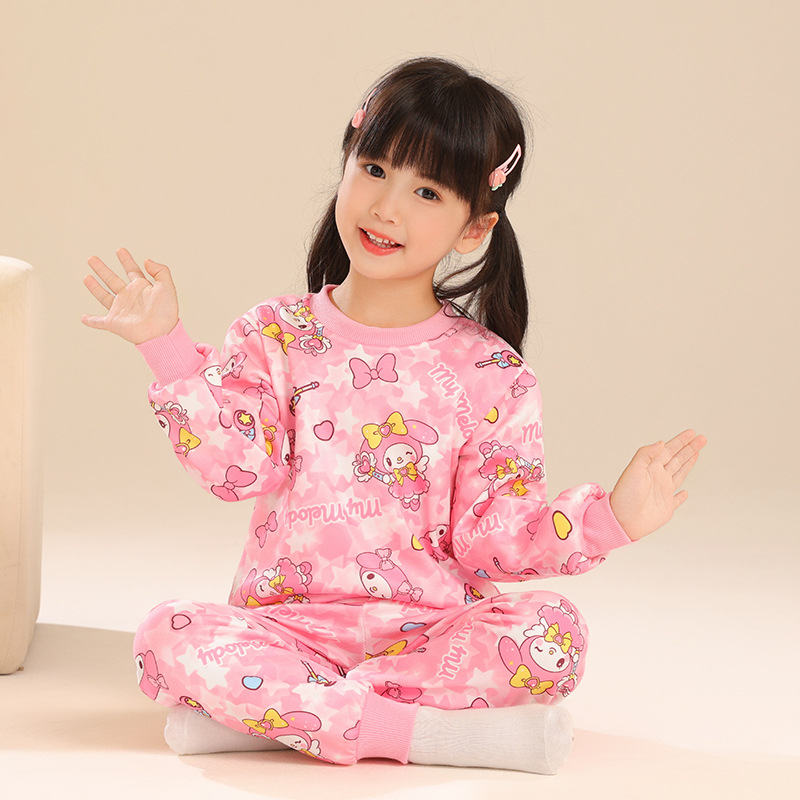 2026新款儿童美乐蒂睡衣女童秋冬季德绒保暖加厚女孩大小童家居服
