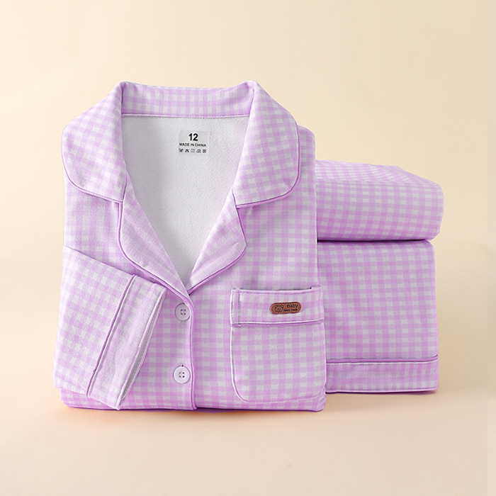 纯紫色2026新款女童睡衣德绒秋冬季加厚中大童女孩儿童少女家居服