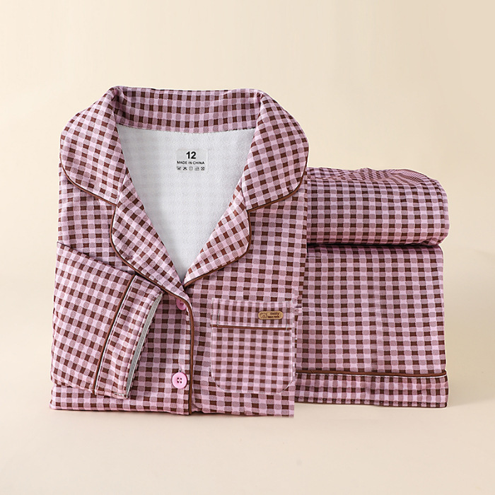 儿童女孩睡衣德绒秋冬季厚款休闲格子女童2026新年红色纯色家居服