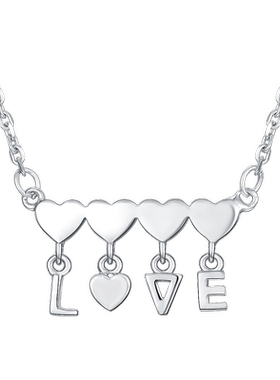 bebekitty爱心形吊坠银项链