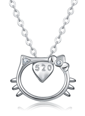 bebekitty925纯银女猫咪项链