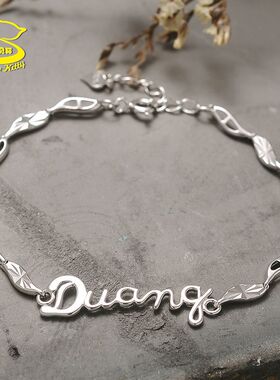 贝贝猫真银字母手链女