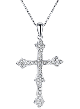 纯银项链情侣十字架吊坠