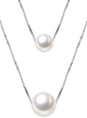 bebekitty925银双层礼物珍珠项链