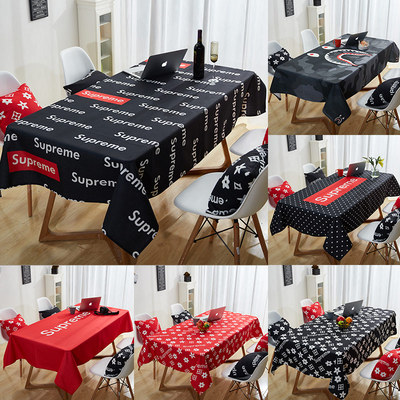 320g防水潮牌桌布棉麻长方形桌布简约茶几餐桌布迷彩电脑布定制款