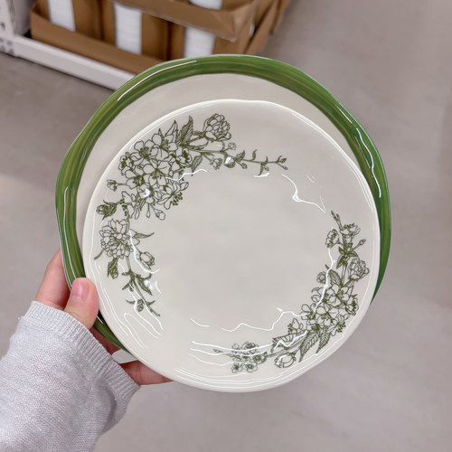 花草绿意异性不规则陶瓷碗盘