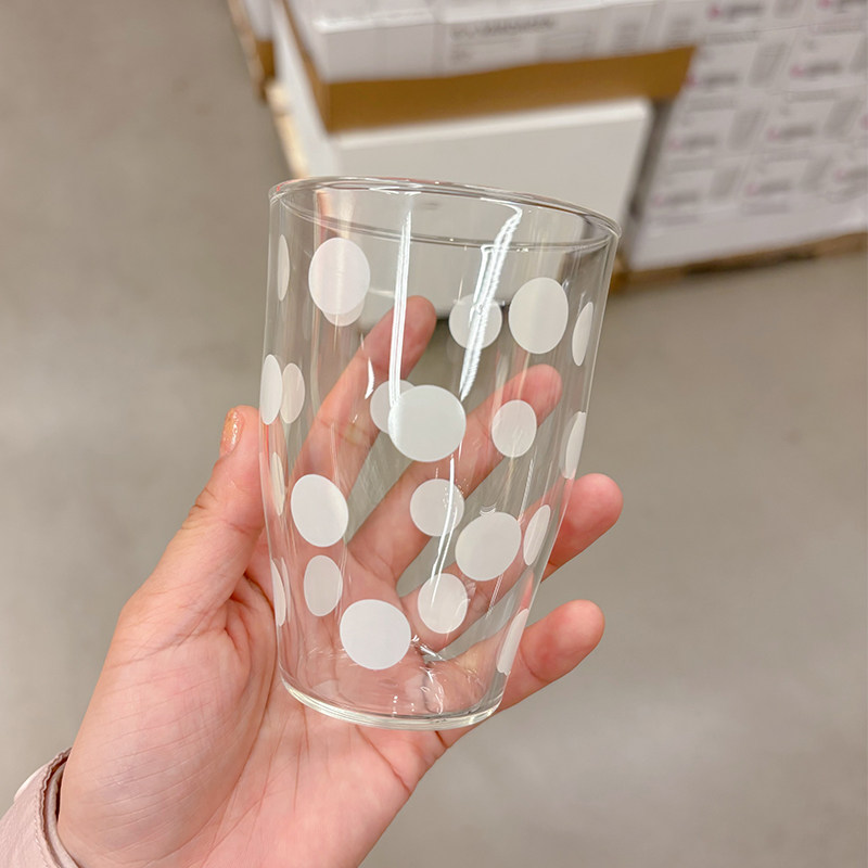 波点玻璃水杯家用茶杯图片