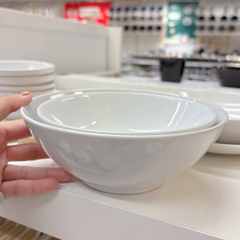 新品宜家代购GODMIDDAG古德米道格白色米线面碗瓷碗沙拉碗上菜盘
