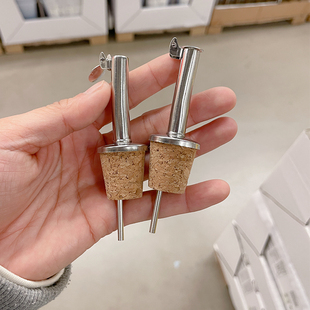不锈钢调味油瓶塞斜口酒塞带线防尘盖软木硅胶塞玻璃瓶塞子2个装