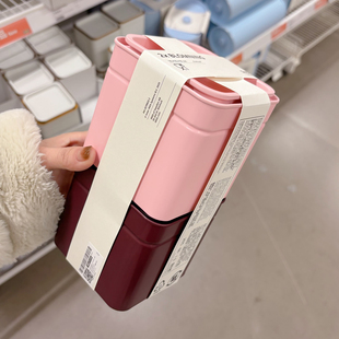 2025宜家代购BLOMNING布鲁姆宁红褐色粉红色带盖罐2件咖啡茶叶罐