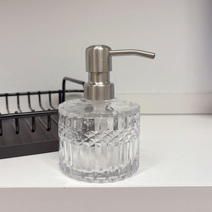 轻奢浮雕玻璃洗手液瓶小容量不锈钢按压式家用酒店洗发水分装空瓶