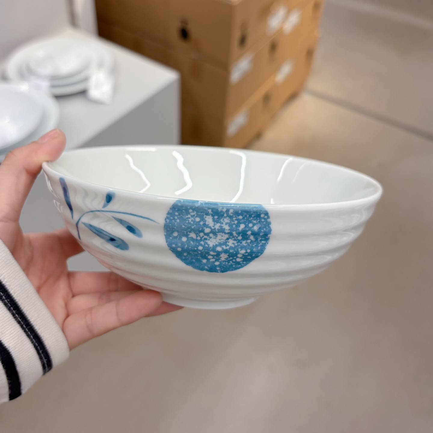 青花手绘米饭碗面碗大汤碗