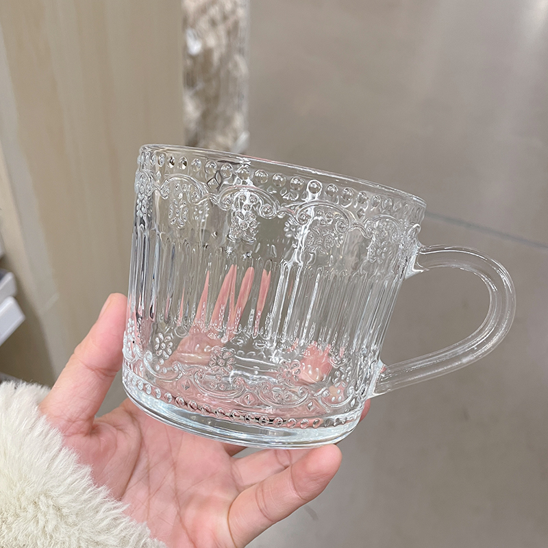 家用复古浮雕燕麦早餐杯子