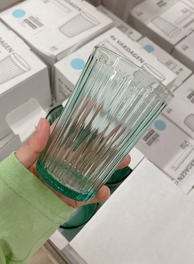 包邮宜家代购VARDAGEN瓦达恩彩色玻璃杯子大容量家用热水杯6件装