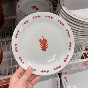 新品宜家代购FÖSSTA弗斯达金鱼图案白色餐具中式碗盘碟饭碗汤碗