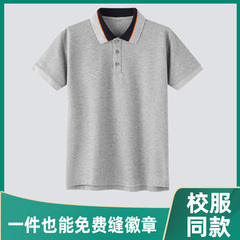 校服短袖中学生高中夏季定制一模一样polo衫小学生儿童班服套装