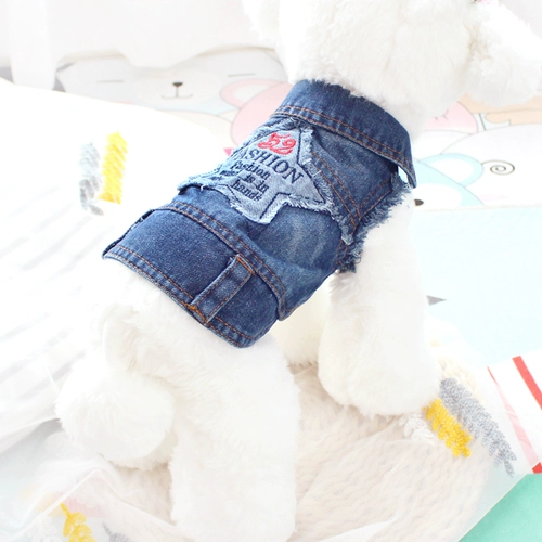 Tide Brand Five -Star Denim Vest Vest, весенняя и осенняя одежда маленькая собака бикобиги домашняя собака одежда для кошки