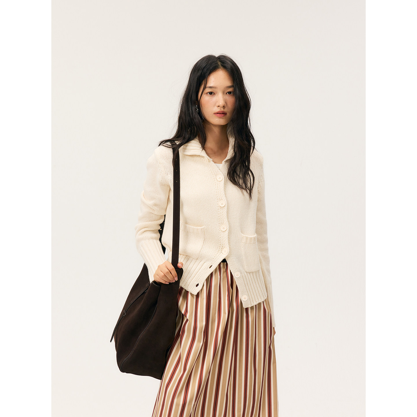 HeyDress高领复古羊毛开衫