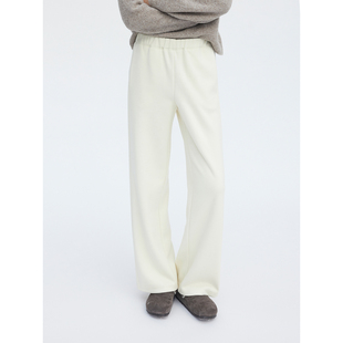 垂感显瘦百搭阔腿裤 松紧腰休闲糯米裤 子 女冬季 HeyDress白色直筒裤